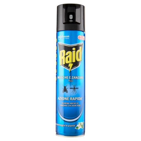 Raid Mosche e Zanzare Spray Insetticida, Antizanzare e Antimosche, Azione Rapida, 400 ml